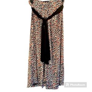 Zara  XS Leopard print Front slit wraparound tie skirt